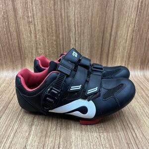 Peloton‎ Cycling Women's Size 7 EU 38 Black Red Leather Cleats Athletic Shoes
